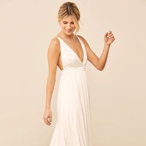Lulus “This is Real Love” White Satin Maxi Dress